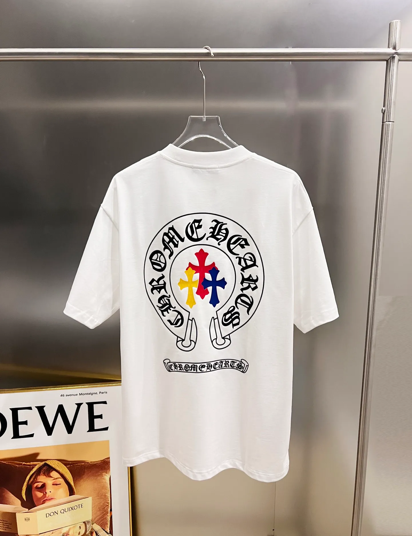🅿️190 CH Crow 2025 Autumn and Winter New Short-sleeved T-shirt Horseshoe Sanskrit word craft Cross foam craft design The real thing is great🔥Same style for men and women, loose version Size S M L XL XXL Five sizes black white